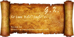 Grimm Kálmán névjegykártya